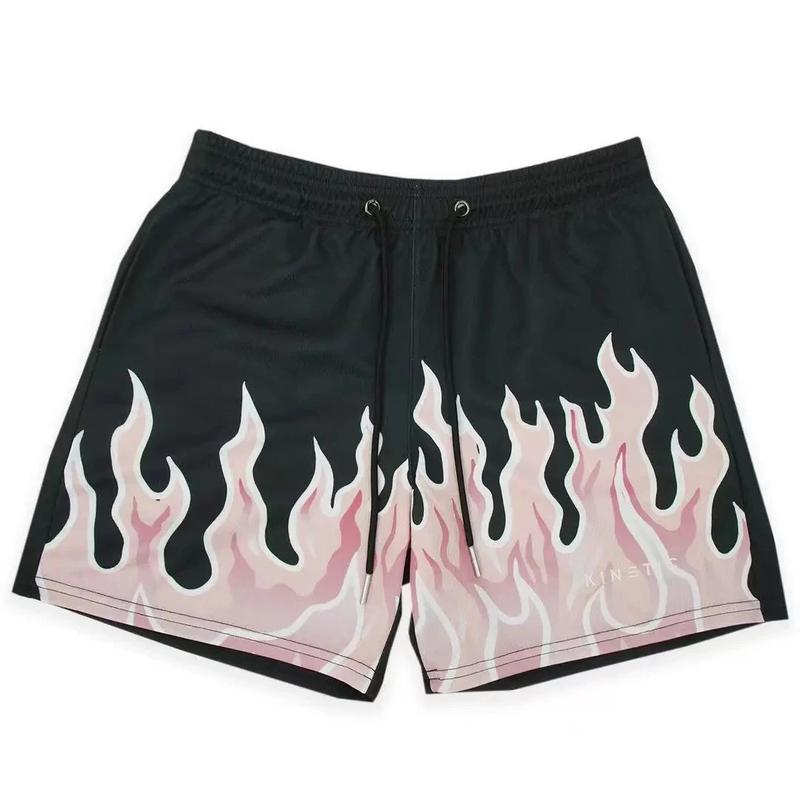 Product Introduction of Kinetic Shorts for Men, Fashion Brand Flame Shorts for Fitness Running Basketball Mesh Quick Dry Casual Summer 12