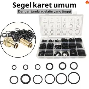 Kit cincin O nitril 225 pcs set perbaikan berisi berbagai cincin O hitam gasket dan segel karet untuk perpipaan peralatan air dan perbaikan rumah tangga
