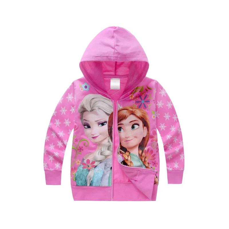 Product Introduction of Spring Autumn Kids Girls Cartoon Frozen Elsa Anna Jacket Coats Clothes Children Cotton Hooded Coat Tops Little Girls Clothing 3