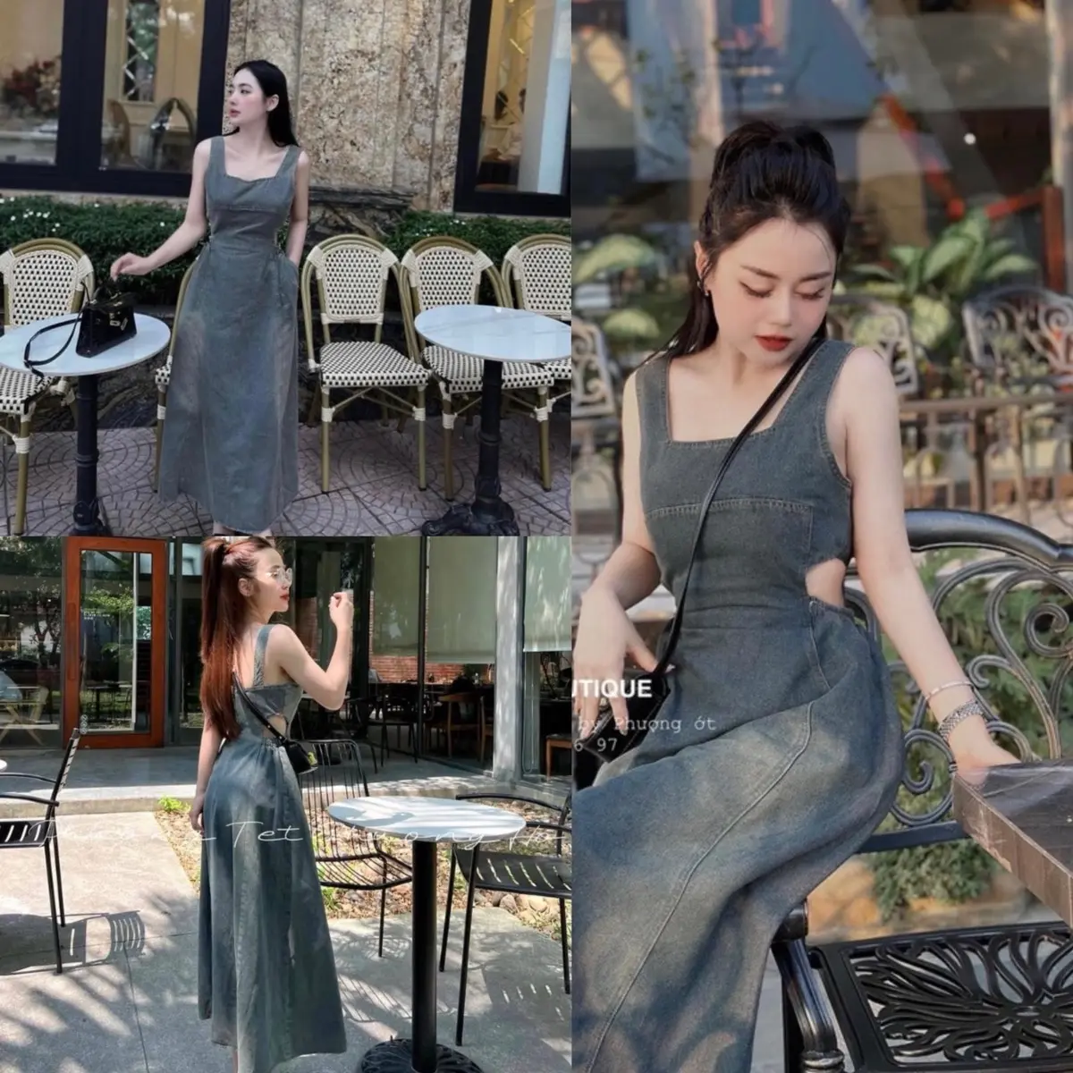 Váy Jeans Khoét Eo Bản 2 Dây To Dáng Dài Xoè @Dottie