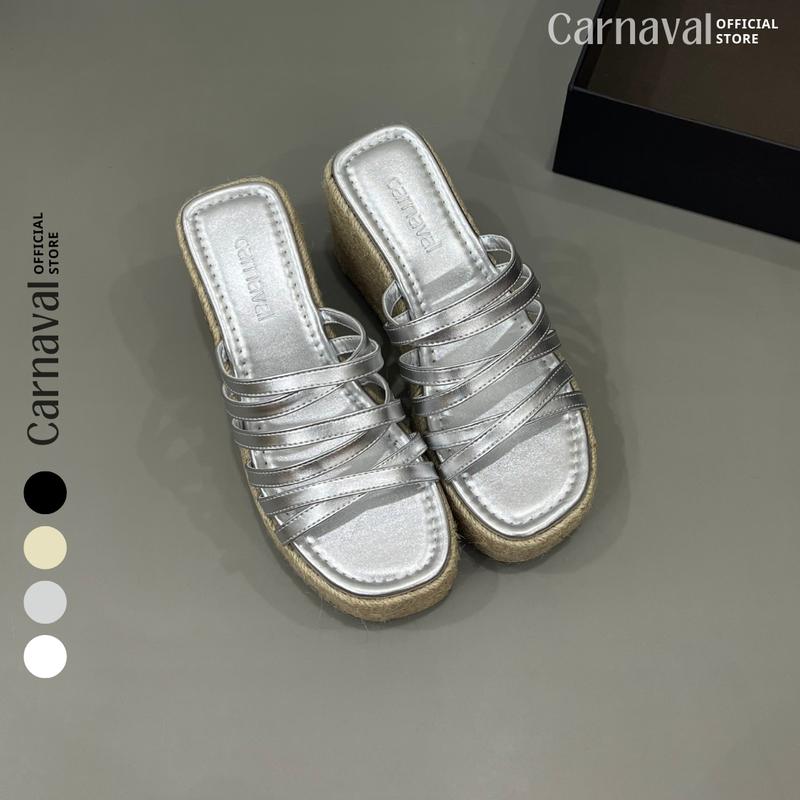 Dép Xuồng Đế Cói Quai Dây Chéo Carnaval Cao 9cm Xinh Xỉu - VS10