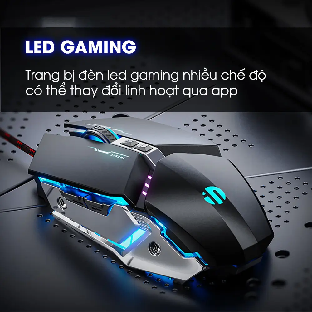 Chuột gaming máy tính SIDOTECH INPHIC W2 có dây silent 7 nút bấm chống ồn có app led macro cho game thủ | BigBuy360 - bigbuy360.vn