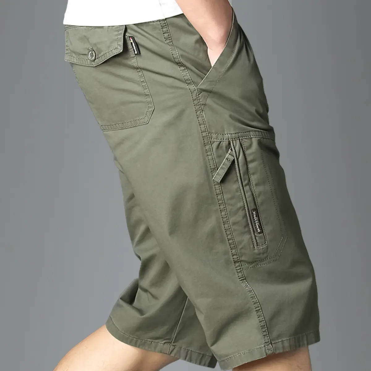 Quần Soóc Nam, Phong Cách Thường Ngày Dài 3/4, Màu Trơn Nhiều Túi, Quần Túi Hộp Menswear