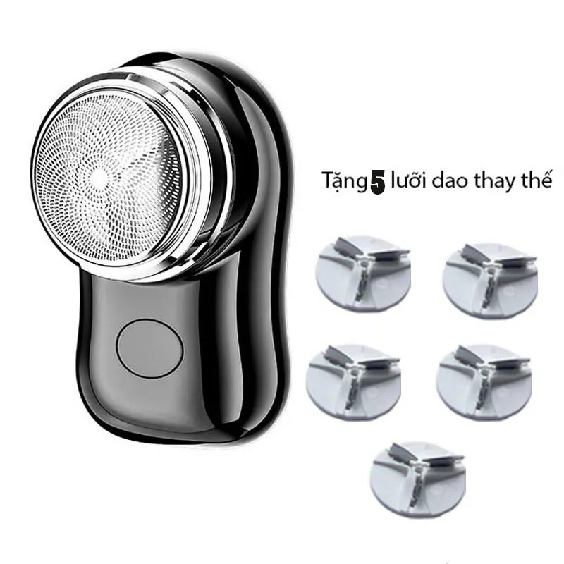 [ FREESHIP - Tặng 5 Lưỡi Dao Thay Thế ] Máy Cạo Râu Nam Mini Bỏ Túi Sạc Pin Tiện Lợi , 3 Lưỡi Tự Mài Độ Bền Cao