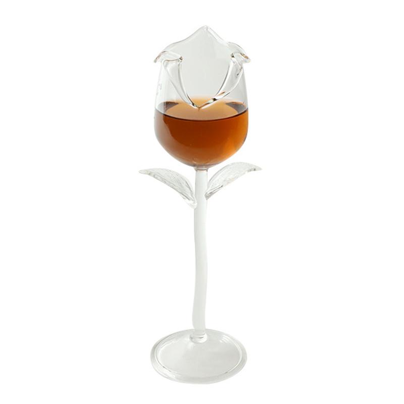 HCSJ 100ml Fancy Red Wine Goblet Exquisite Rose Flower Shape Wine Cocktail Glasses 2