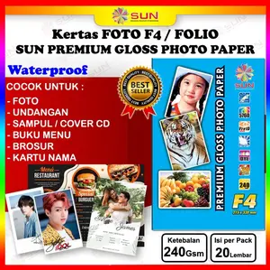 Kertas Foto Folio F4 SUN Premium Photo Paper Glossy Folio 140 Gram / 240 Gram