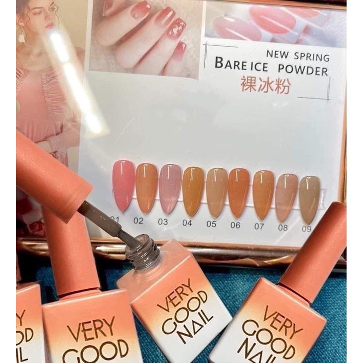   XẢ KHO  Set sơn gel thạch 9 màu Very Good Nail chính hãng chất đậm đặc bám móng lên màu chuẩn  kèm bảng màu đã sơn sẵn  Nữ Women hồng nâu 