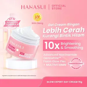 Hanasui Glow Expert Day Cream 15g - Gel Cream Ringan No Whitecast Mencerahkan & Kurangi Bintik Hitam dengan Niacinamide & Genowhite