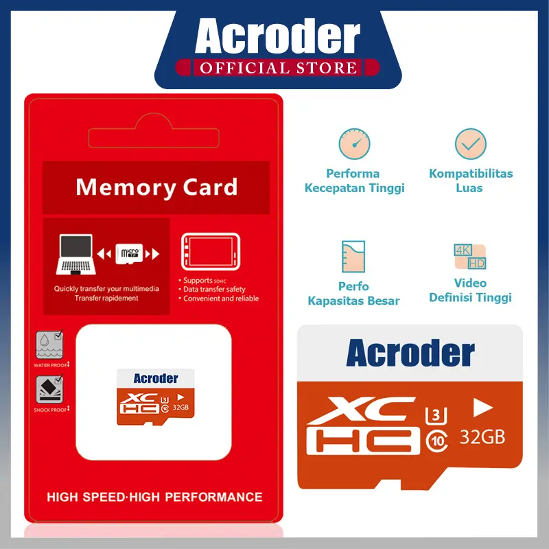 Acroder Memory Card 16/32/64/128GB Class 10/100 Mbps Micro SD Otg Storage 0