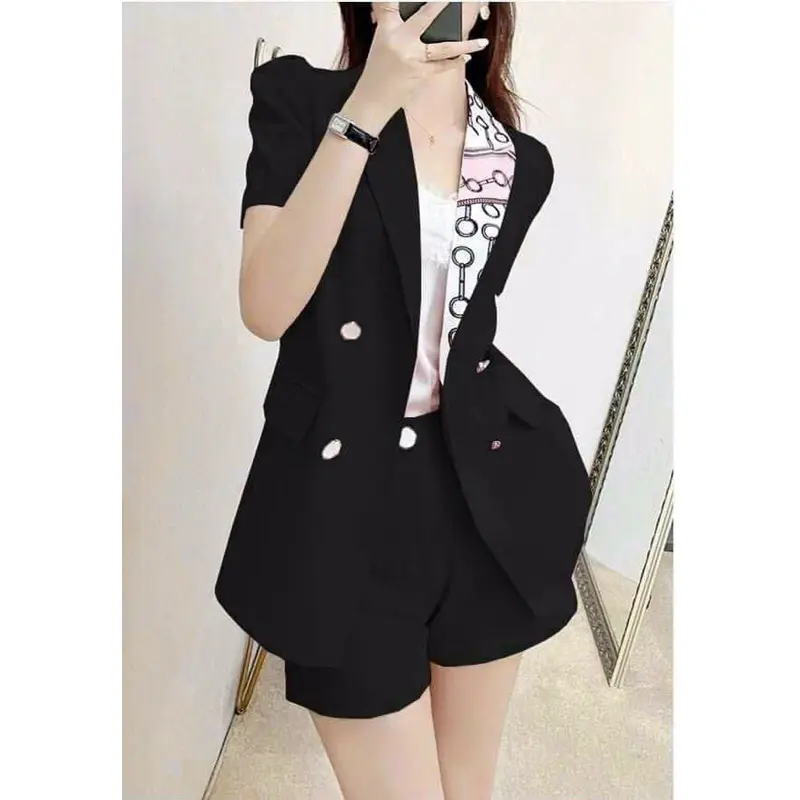 Set bộ vest short phối họa tiết cao cấp 8