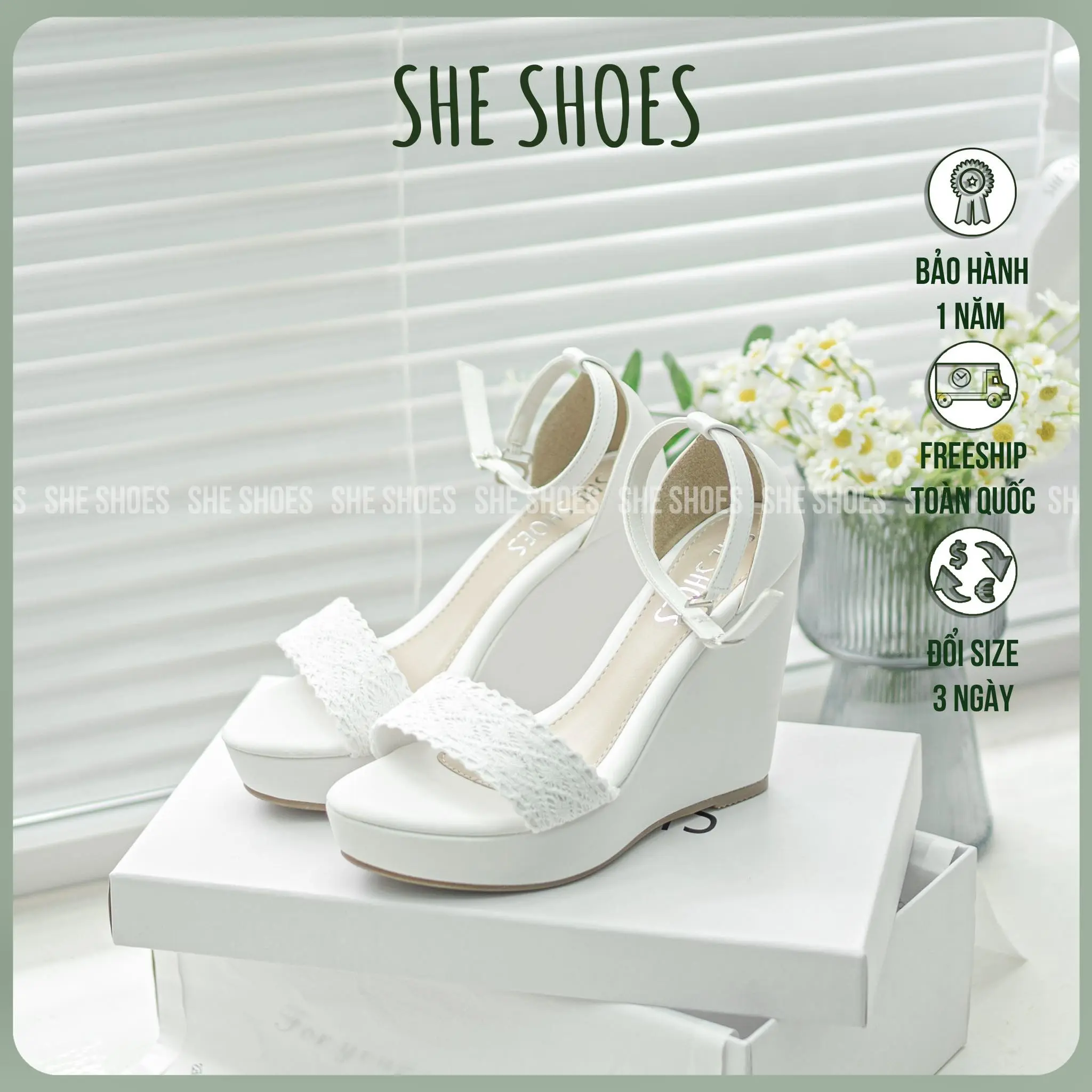 Sandal xuồng cưới 11p ren - SDX11001NEW