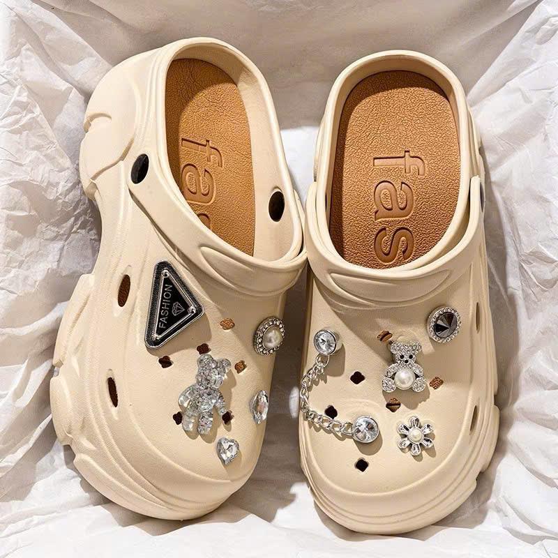 Dép sục nữ cross đế cao 7cm sục nữ đế cao êm chân tặng kèm charm đá sticker tự chọn