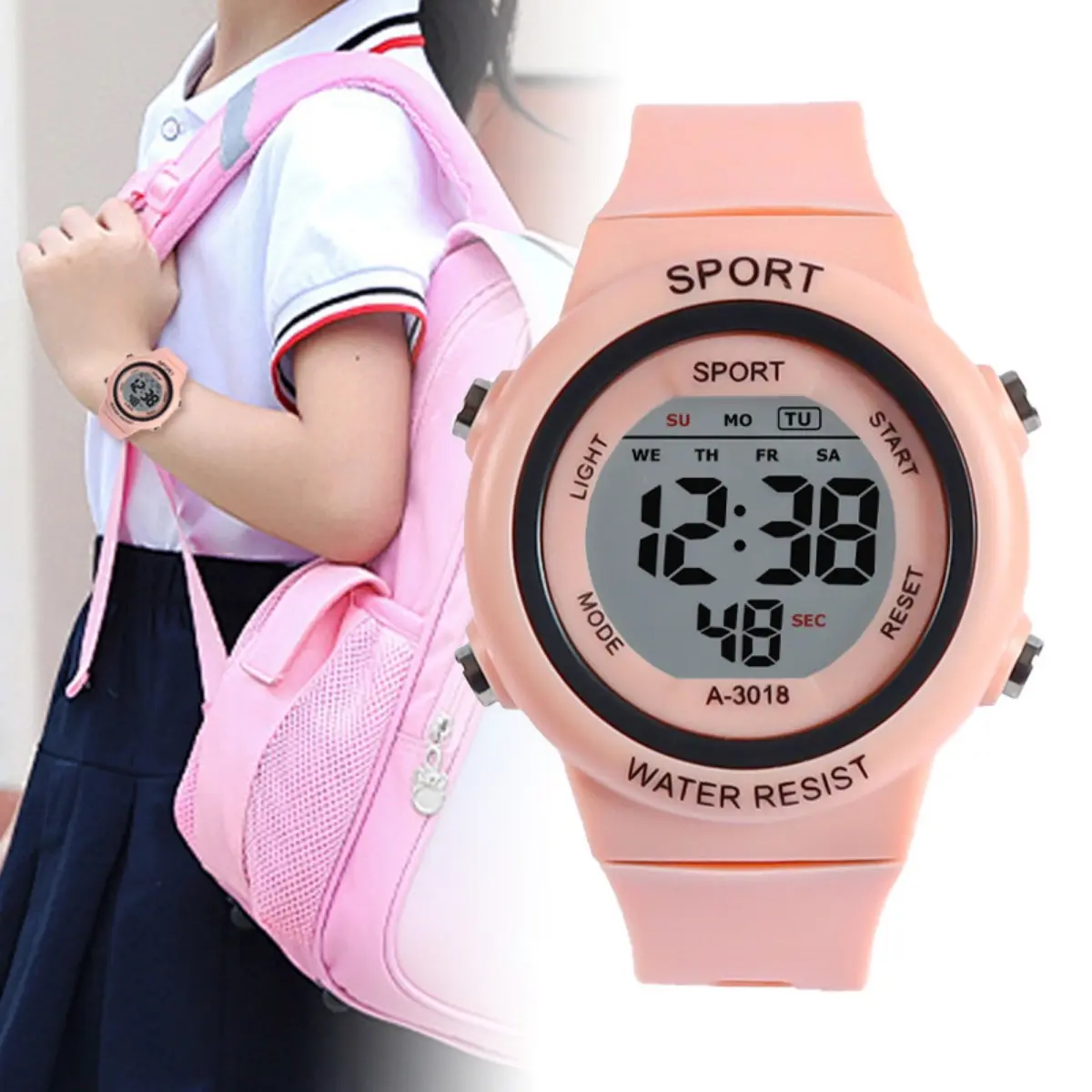 Đồng Hồ Sinh Viên Tuổi Teen, Dành Cho Bé Trai Và Bé Gái, Đồng Hồ Thể Thao, Đa Chức Năng, Đồng Hồ Điện Tử Kỹ Thuật Số Chống Nước