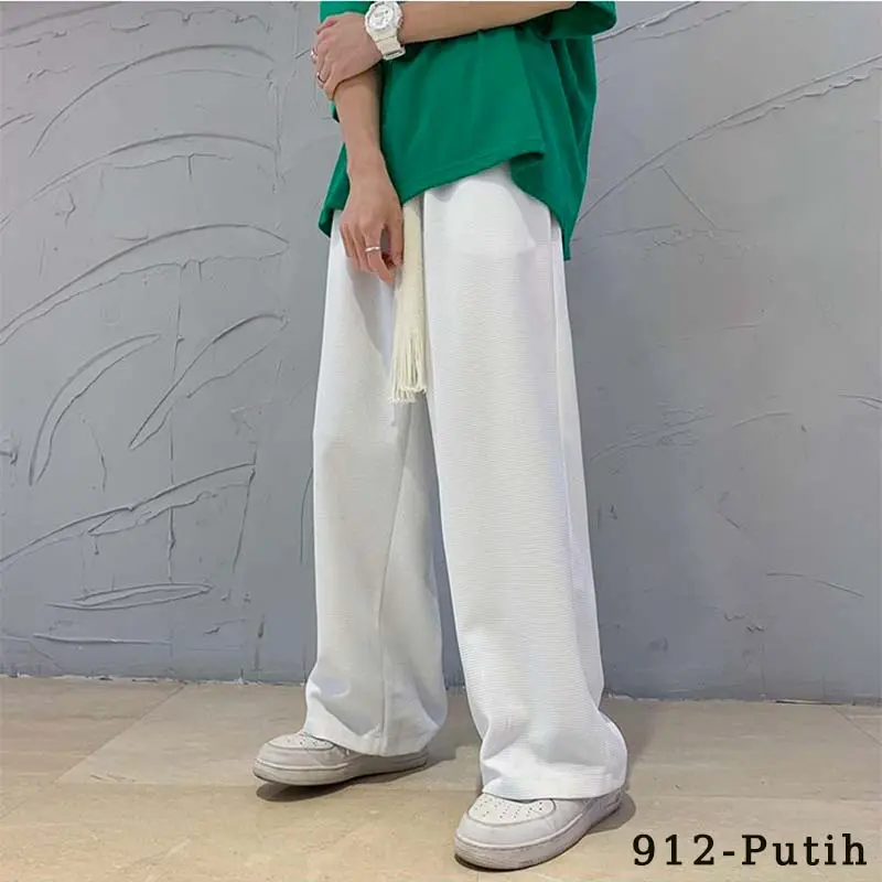 celana olahraga pria unisex celana panjang pria celana highwaist pria Loose pants celana vintage pria celana oversize pria Baggy pants keren celana premium wafel bahan celana boyfriend celana kulot import celana korean style celana hitam COD 3