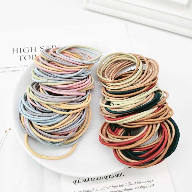 Product Introduction of Gelang Getah Rambut, 100Pcs, Untuk Wanita dan Gadis, Tali Ikat Rambut, Ikat Rambut Elastik, Pemegang Ekor Kuda, Ikat Kepala, Scrunchies 11