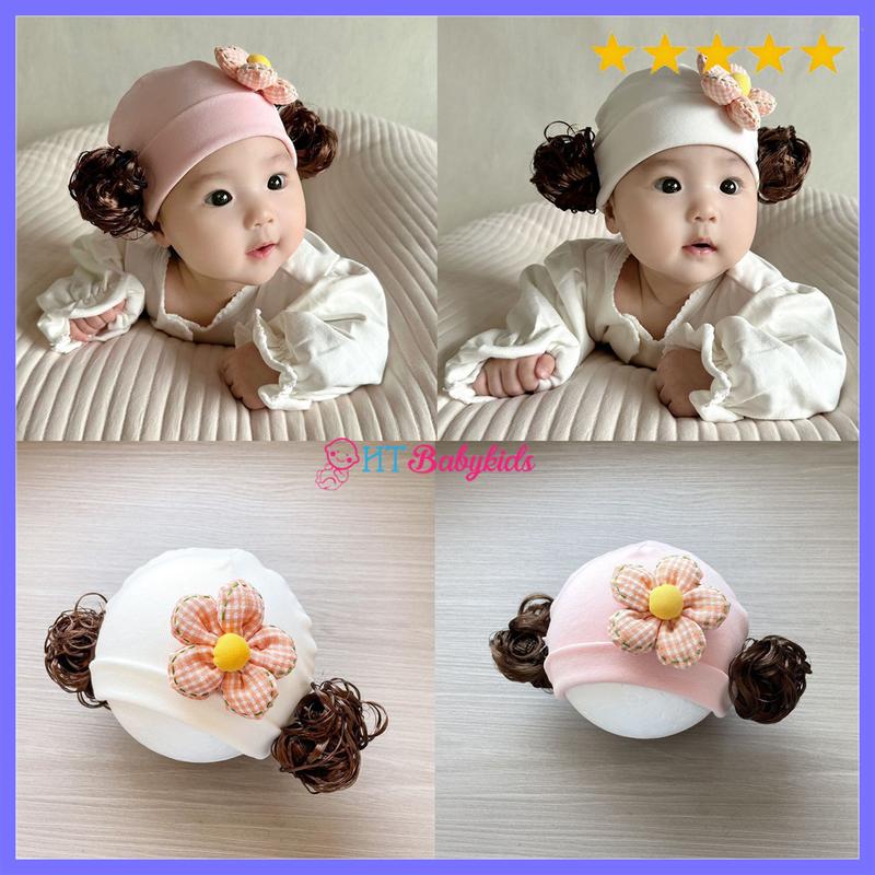 [ TẾT 2024 ] Nón Tuban Tóc Giả Hoa Xinh Cho Bé Gái