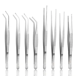 STAINLESS STEEL TWEEZERS PINSET ANTI KARAT 14 16 18 20 CM LURUS DAN BENGKOK