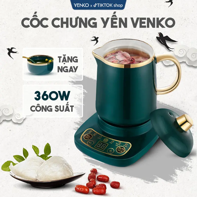 Cốc Chưng Yến, Cốc Hầm Đa Năng Kèm Thìa Bát Sứ Cùng Màu nồi nấu mini 500ml, 600ml, 800ml, hâm nóng, hãm, pha trà Máy Làm Sữa 1