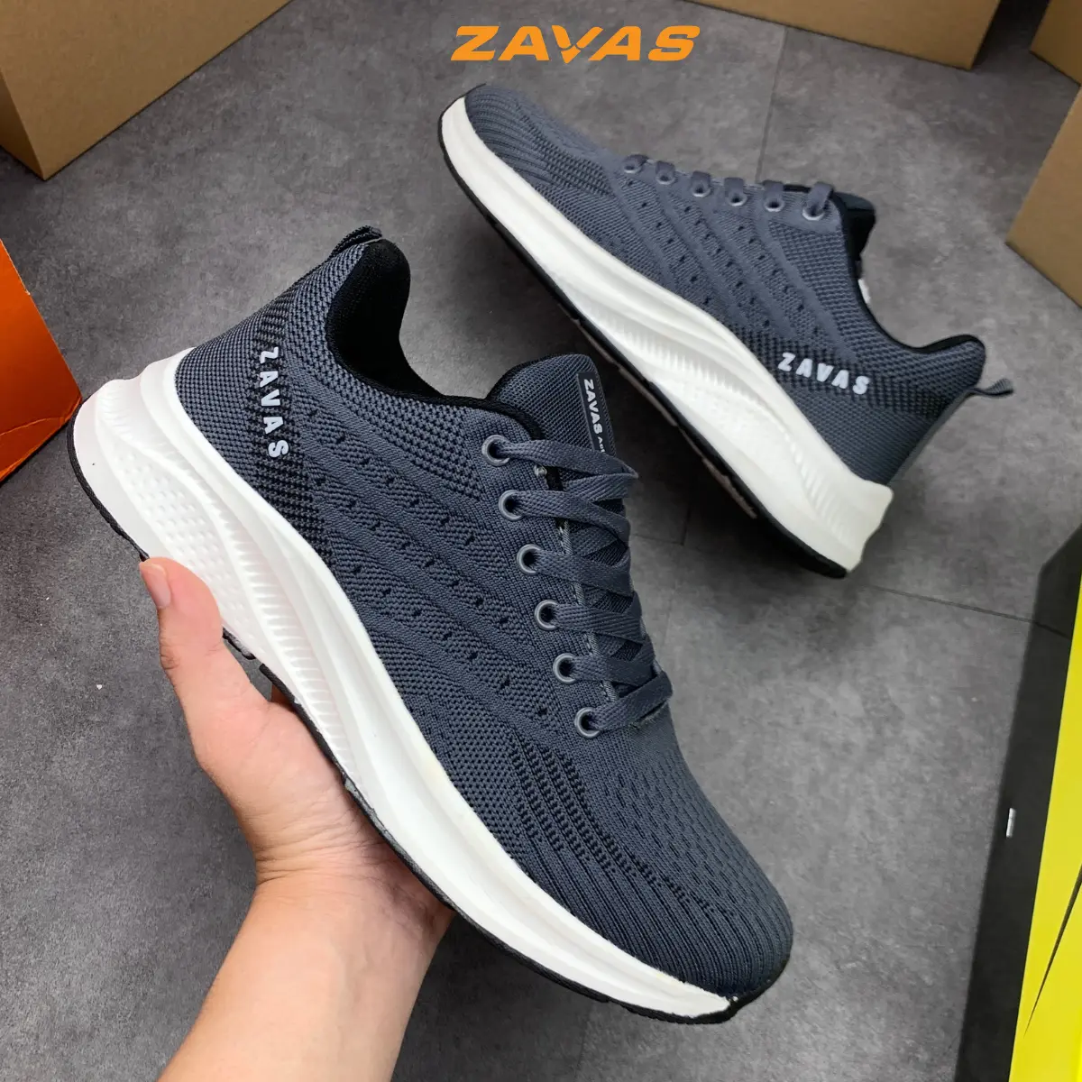 Giày thể thao nam ZAVAS phong cách sneaker êm chân, nhẹ, công nghệ ép nhiệt lưới flynit thoáng khí - Z70 Shoes Đế Bằng