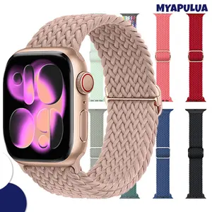 Tali Jam Tangan Braided Lucu Scrunchie Strap for IWatch Apple Watch SE 3 Ultra 2 3 49mm Series 11 10 9 8 7 6 5 4 2 41 46mm 45mm 38 40mm 42mm 44mm Nylon Elastic Adjustable Band Belt for Smartwatch T900 T800 Ultra I8 Pro Max S8 S9 Ultra 8 MAX 9 PRO S20 T500