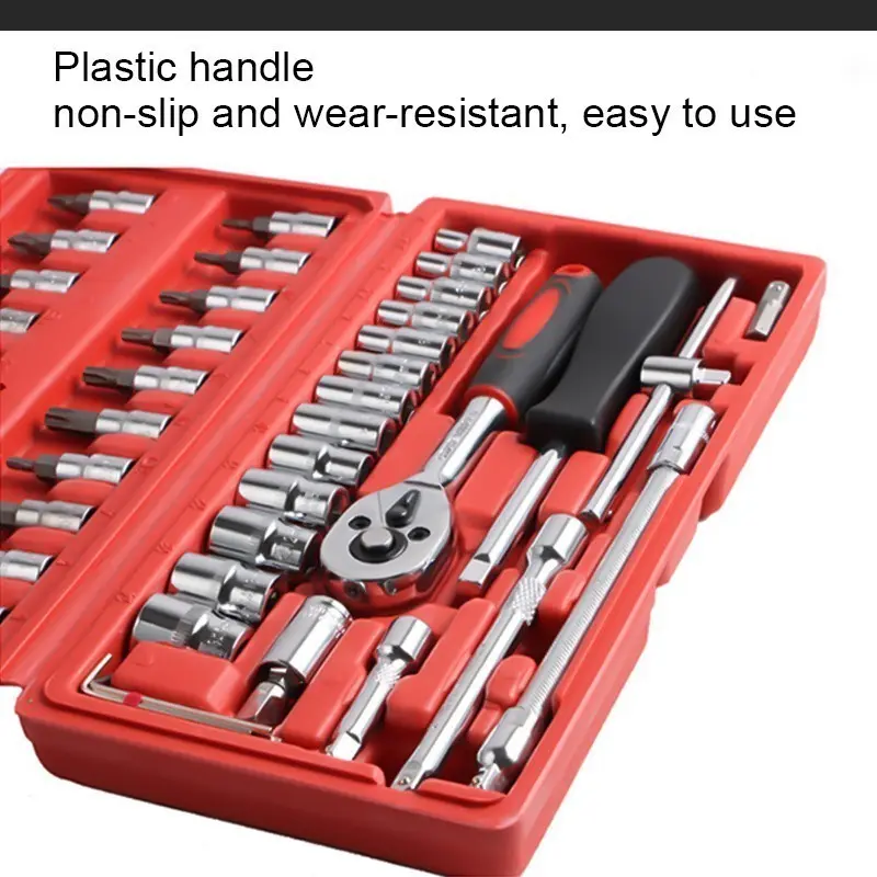 [penawaran istimewa] TOOLBOX Kunci Socket 46/48 Pcs 1/4" + Obeng shock Tool Kit Set  Lengkap Socket Tool 4