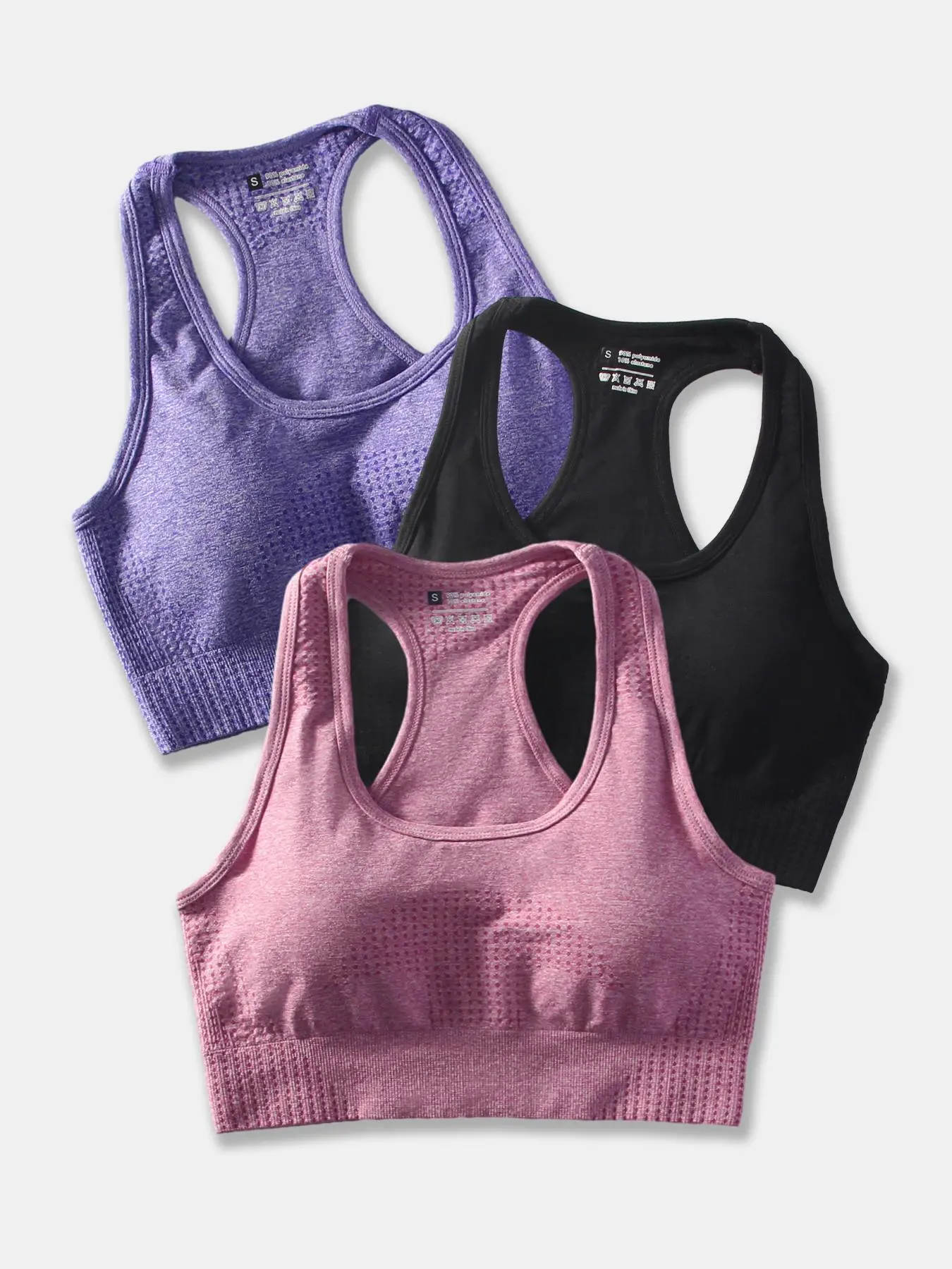 Women's Solid Seamless Push Up Sports Bra, Summer Quick Drying Breathable Comfy Crop Tank Top for Yoga Gym Running Workout, Ladies Sportswear & Underwear