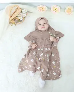 DTY100 Gaun bayi perempuan Baru lahir 0 4 bulan 6 12 bulan 12 18 bulan free hijab Gamis Muslim
