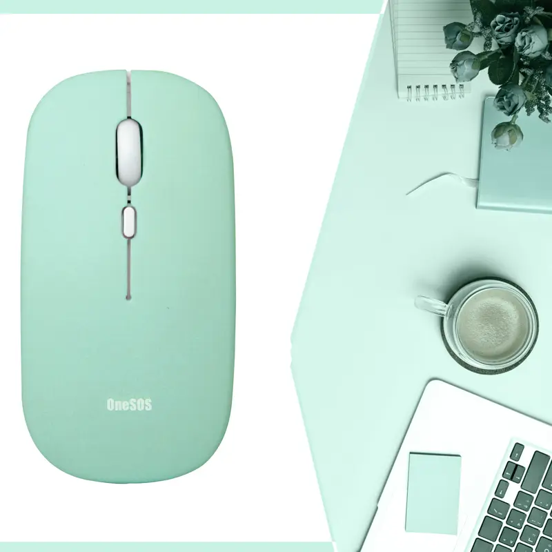 Mouse Wireless Bluetooth Mouse Silent Click Warna Macaron Baterai Ios Computer 4