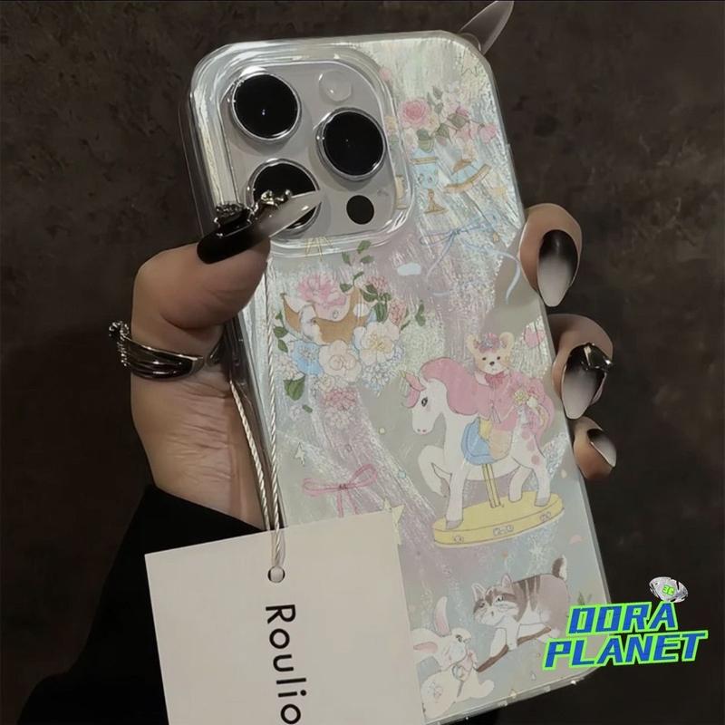 Fantasy Unicorn Monster Phone Case For IPhone 14PLUS X XSMAX 13MINI 15PLUS 13 12 11 XS XR X 7PLUS 8PLUS SE2 SE3 15 14 SE2020 Anti-Drop Feather Silver Gradual Protective Case 4