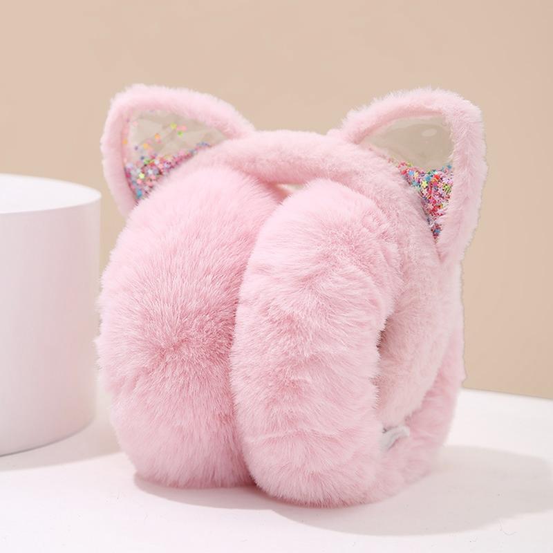 Product Introduction of Cute Cat Ears Sequins Foldable Earmuffs Winter Warm Children Adult Ear Protection Ear Bags 4