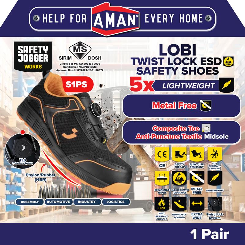 SAFETY JOGGER LOBI S1P Low TLS Twist Lock ESD Safety Shoes Composite ...