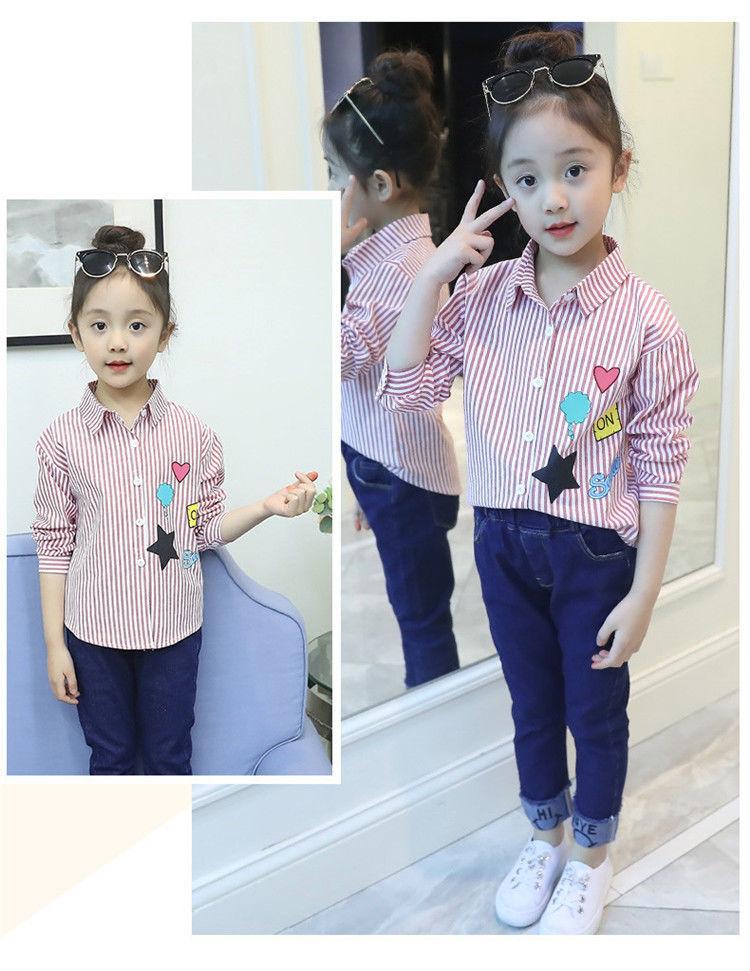 Product Introduction of Áo Sơ Mi Cotton Dài Tay Cho Bé Gái, Bộ Sưu Tập Mùa Xuân Và Mùa Thu, Thích Hợp Cho Trẻ Em Trung Và Lớn, Áo Mỏng Hợp Xu hướng Phong Cách Hàn Quốc, Quần Jean Bé Gái Cho Trẻ Em, Áo Mùa Thu 9
