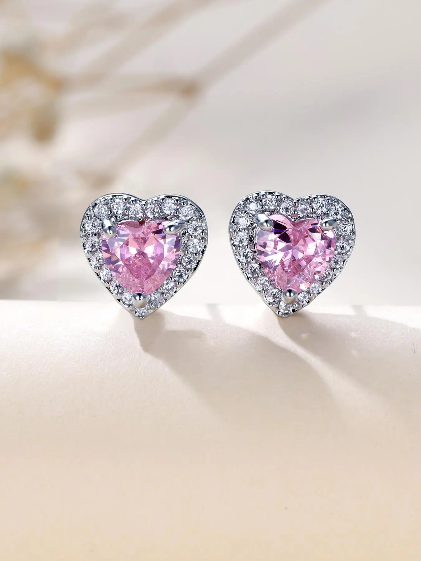 Elegant Heart Design Artificial Zircon Decor Stud Earrings for Gift, Fashionable Earrings Jewelry for Girlfriend for Party, Daily Clothing Decor for Girl, Valentine's Day, Gift