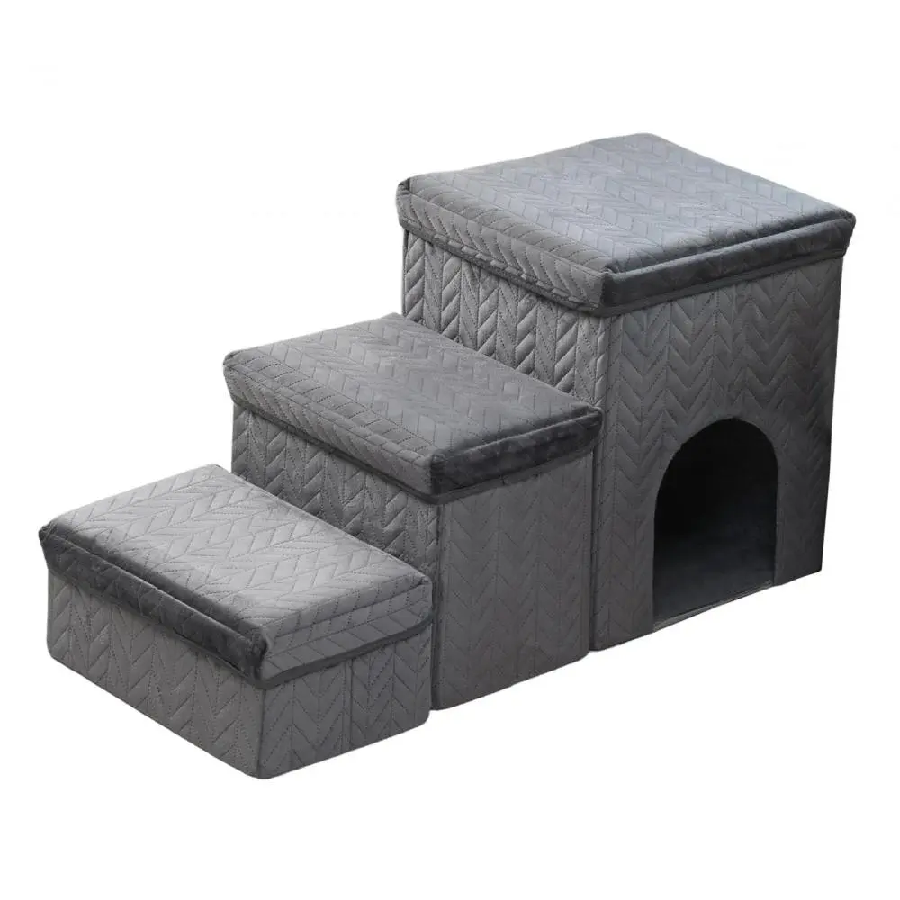 Foldable Pet Stairs 3 Step Stairs Wear Resistant Puppy House Storage Box Climbing Multifunctional Comfortable Dog Stairs Cat Ramp Ladder