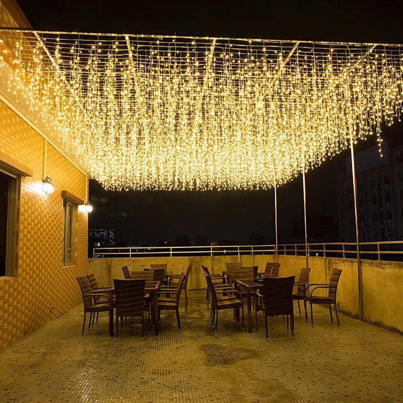 Dây đèn ngoài trời 16M 60 Sợi Trang Trí Tiểu Cảnh Sân Vườn led rủ xuống