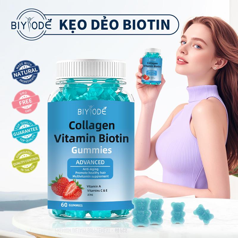 BIYODE viên kẹo dẻo biotin, cải thiện tóc, móng và bổ sung vitamin viênngậmngủ azo đỏ vitamin b7 bộtđậu bổtủy nhânsâmtổnghợp lungdetox lungdetox dạnghút vien uống glutathione  myclear   wellit biotin   biotin thuc  pham vitamin  tổng   biotin vitamin  mọc