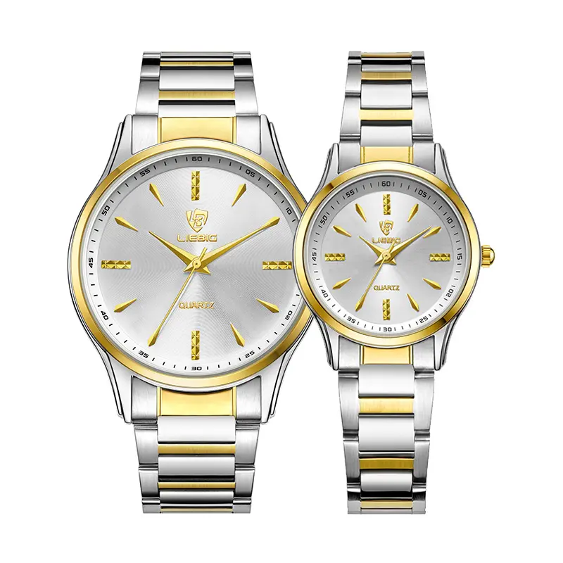 Jam Tangan Analog Pasangan Silver Gold 1