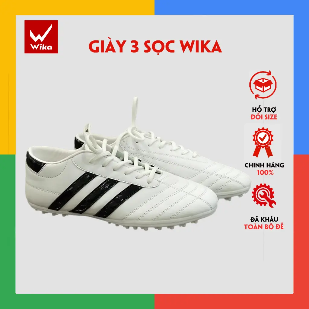 Giày Đá Bóng Wika 3 Sọc CT3 Khâu Đế Chắc Chắn, Giày Đá Banh Sân Cỏ Nhân Tạo Chính Hãng CT3 Bảo Hành 3 Tháng Sneaker Sport Giày Thể Thao Tập Thể Dục giay  bong