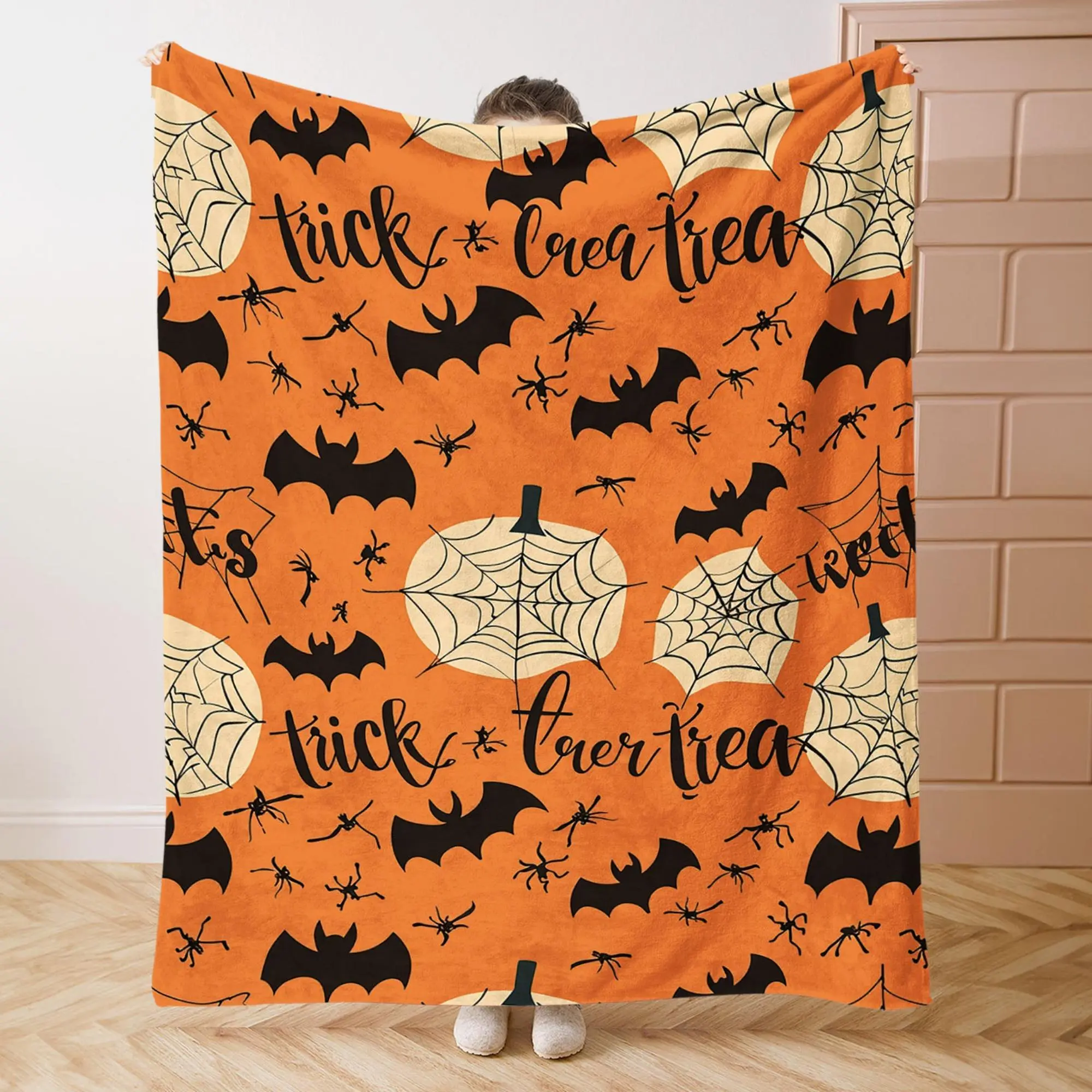 Halloween Themed Blanket, 1 Count Soft Comfortable Throw Blanket, Cool Bedroom Bedding Blankets, Halloween Decor Napping Blanket for Home Office Camping, Christmas Gifts, Christmas Decorations