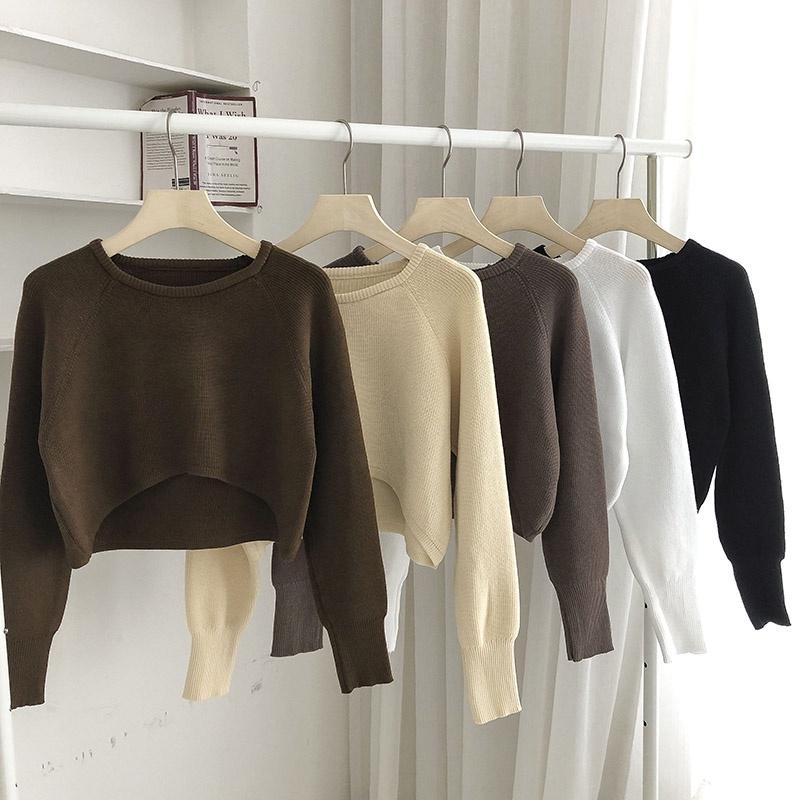 Product Introduction of Áo Dệt Kim Cho Nữ, Dài Tay, Cổ Thuyền Dáng Rộng Vừa Vặn, Trước Ngắn Sau Dài, Cạp Cao, Áo Len Dệt Kim, Có Hai Kiểu 7