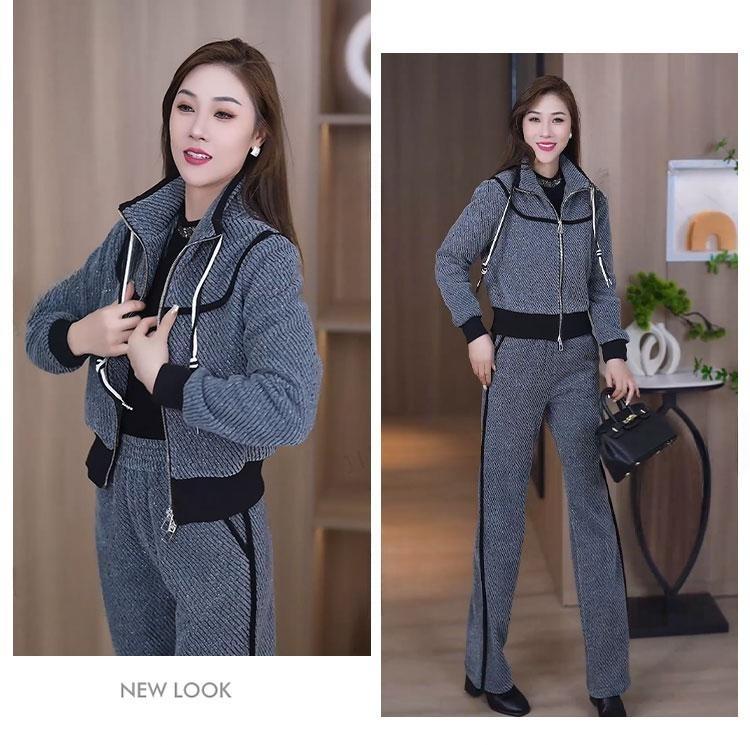 Product Introduction of Bộ Đồ Thường Ngày Đệm Nhung, Thời Trang, Dày Dặn, Dành Cho Nữ, Mùa Đông 2024 Hàng Mới Về, Cổ Chân Đế Áo Nỉ Khâu, Quần Ống Rộng, Bộ Hai Mảnh 10