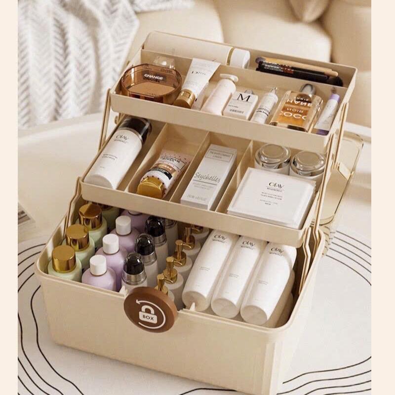 Hộp đựng thuốc. Đựng đồ trang điểm 3 tầng 0