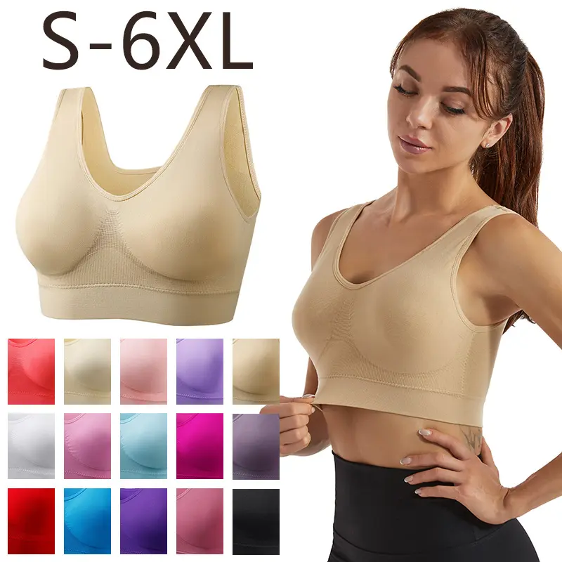 Women's Brallete Sports Bra Wireless Gathered Vest-style Beauty Back Plus-size with Padded Running Yoga Bra