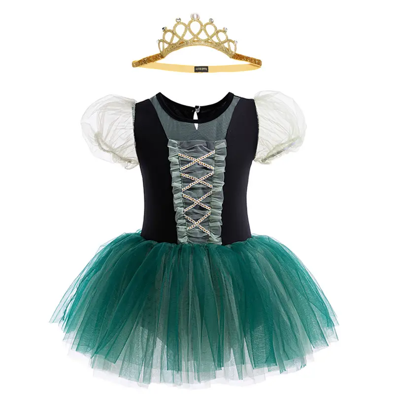 Dancing Dress Girls' Summer Short-Sleeved Children's Practice New Children's Grading One-Piece Body Ballet Tulle Skirt Performance Set