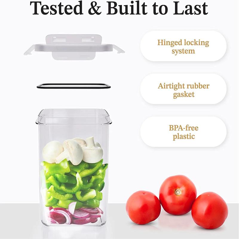 Food Storage Container with Lid, 3/4/6 Counts Food Storage Box with Label Sticker and Marker, Kitchen Food Storage Organizer for Flour, Sugar, Grain, Snack and Dry Food 3