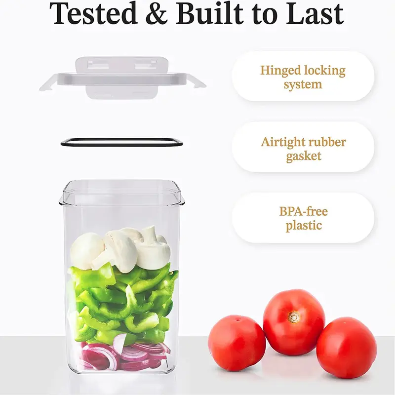 Food Storage Container with Lid, 3/4/6 Counts Food Storage Box with Label Sticker and Marker, Kitchen Food Storage Organizer for Flour, Sugar, Grain, Snack and Dry Food 3