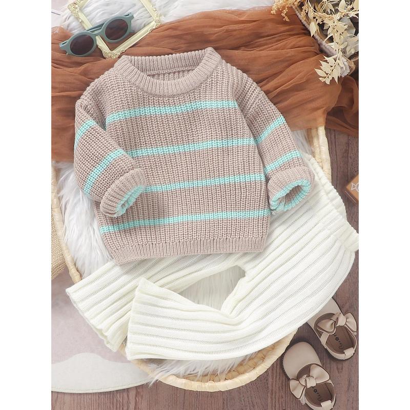 Newborn Baby Sweater Casual Stripe Print Warm Knitted Long Sleeve Pullover Infant Knitwear for Toddler 8