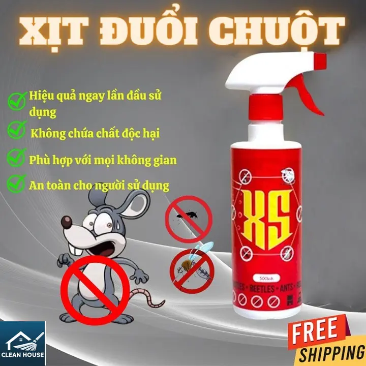 Bình xịt đuổi chuột, côn trùng XS trong ôtô - Dung dịch Chiết Xuất Thảo Mộc, xuất xứ Thái Lan dung tích 500ML 0