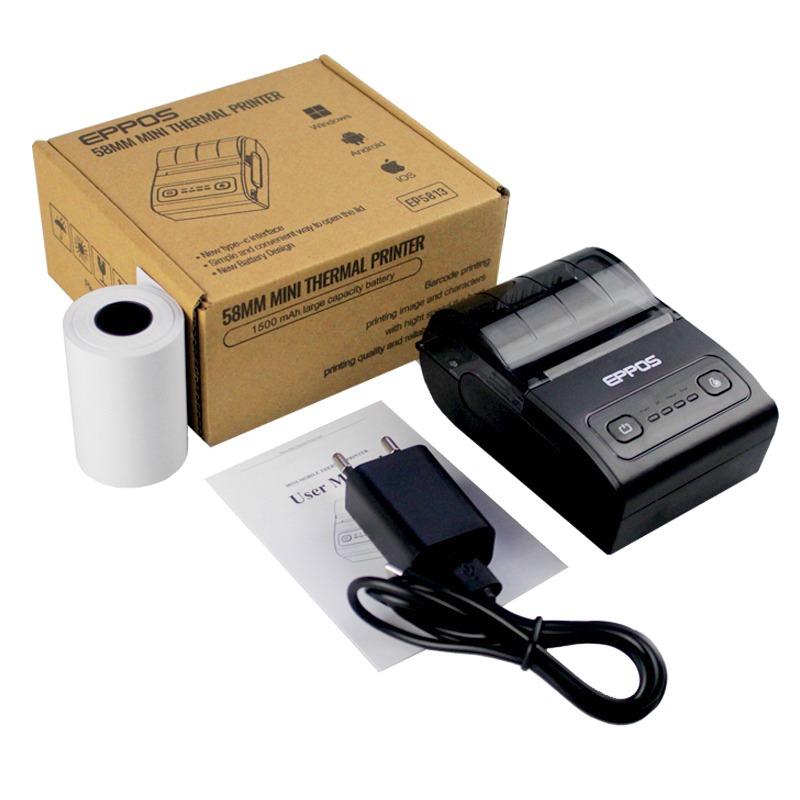 Product Introduction of Eppos EP5813 Mini Mobile Printer Thermal Bluetooth 58mm Portable RPP02N EP 5813 Print Struk PPOB Mokapos Qasir Pawoon EP-5813 Baterai Hitam Paper Label 92
