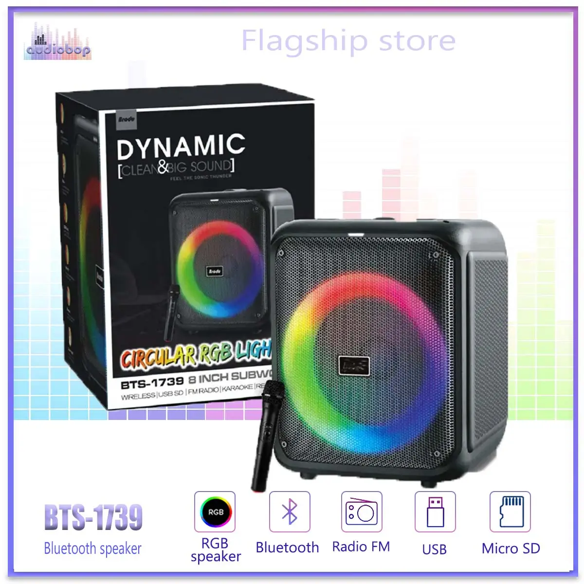 Home Use Big Bass Karaoke Boombox Strong Sound Party Speaker BTS 1739